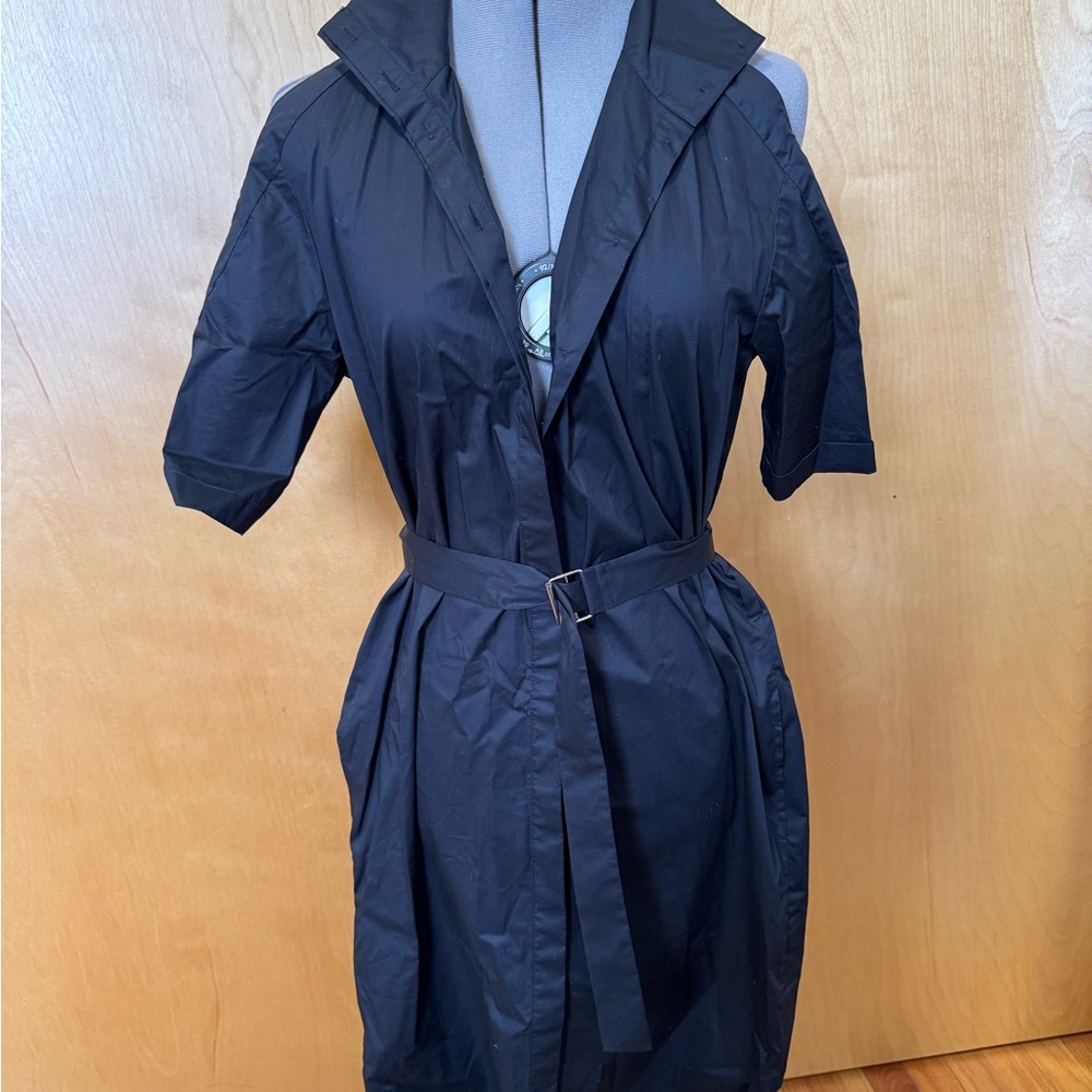 DKNY Black Belted Cotton Shirt Dress